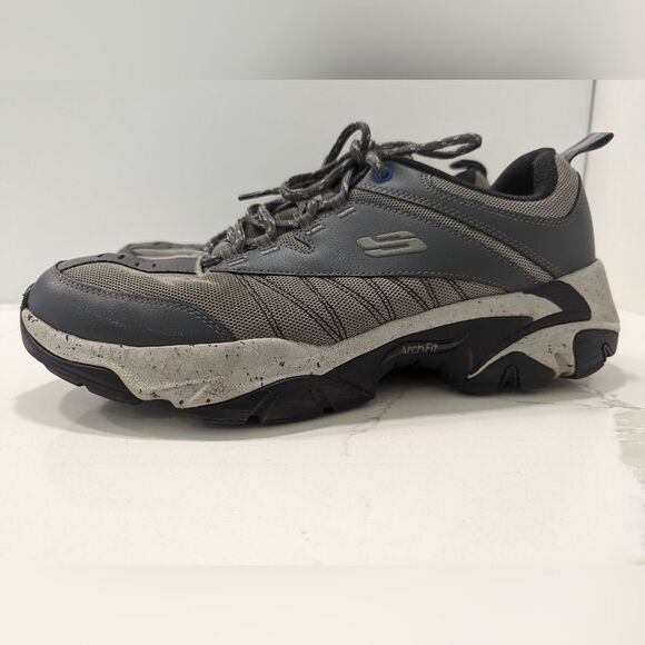 SKECHERS ARCH FIT PHANTOM Charcoal/Gray Leather hicking Trail Shoes Sneaker 11.5 - Picture 3 of 13